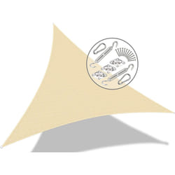 VOUNOT Sun Shade Sail Canopy Triangle 3.6x3.6x3.6m with Fixing Kit, HDPE, UV-Protection Breathable Awning for Garden Outdoor Patio, Ivory
