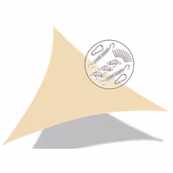 VOUNOT HDPE Sun Shade Sail Triangle with Fixing Kits, 5x5x5M, Ivory