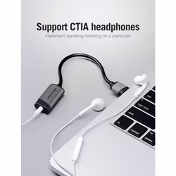 USB Sound Card USB to 3.5mm Jack Audio Adapter USB Headphone Aux Adapter External Sound Cards TRRS Mic Supported Compatible with PC, Laptop, Headset,