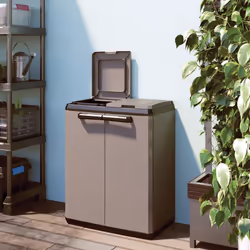 Keter Recycling Cabinet Grey and Black 85 cm Garden Waste Split Rubbish Bin