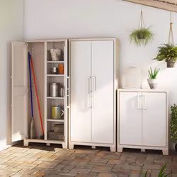 Keter Storage Cabinet with shelves Beige and Brown 182 cm Cupboard Organiser