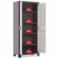 Keter Storage Cabinet with Shelves Black and Grey 182 cm Cupboard Organiser - Additional view 5