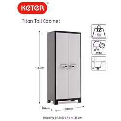 Keter Storage Cabinet with Shelves Black and Grey 182 cm Cupboard Organiser - Additional view 6