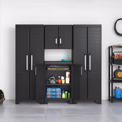 Keter Tall Storage Cabinet Black Garage Workshop Storage Organiser Locker