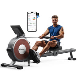 MERACH Rowing Machine for Home Gym, Magnetic Rower with 16 Levels of Quiet Resistance, Dual Slide Rails, 158 kg Weight Capacity, App Compatible (Magne