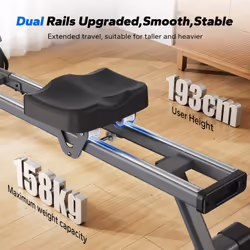 MERACH Rowing Machine for Home Gym, Magnetic Rower with 16 Levels of Quiet Resistance, Dual Slide Rails, 158 kg Weight Capacity, App Compatible (Magne