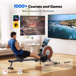 MERACH Rowing Machine for Home Gym, Magnetic Rower with 16 Levels of Quiet Resistance, Dual Slide Rails, 158 kg Weight Capacity, App Compatible (Magne