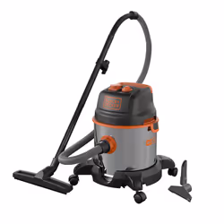Black & Decker BXVC20XTE, 1400 W, Drum vacuum, Dry&wet, 20 L, 73 dB, Black, Orange, Silver