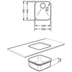 Smeg UM40 kitchen sink Undermount sink Rectangular Stainless steel