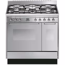 Smeg CC92MX9, Freestanding cooker, Silver, Rotary, Front, Electronic, Gas