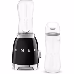 Smeg PBF01BLUK Retro 50s Style Personal Blender, 2 x Bottles-To-Go, 2 Speed Settings, 600ml, 300W, Black
