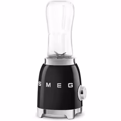 Smeg PBF01BLUK Retro 50s Style Personal Blender, 2 x Bottles-To-Go, 2 Speed Settings, 600ml, 300W, Black