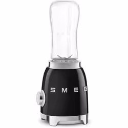 Smeg PBF01BLUK Retro 50s Style Personal Blender, 2 x Bottles-To-Go, 2 Speed Settings, 600ml, 300W, Black