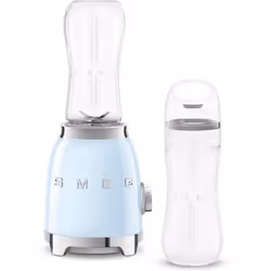 Smeg PBF01PBUK Retro 50s Style Personal Blender, 2 x Bottles-To-Go, 2 Speed Settings, 600ml, 300W, Pastel Blue