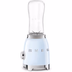 Smeg PBF01PBUK Retro 50s Style Personal Blender, 2 x Bottles-To-Go, 2 Speed Settings, 600ml, 300W, Pastel Blue