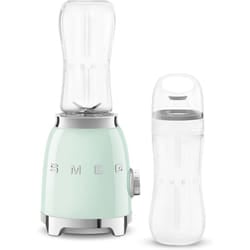 Smeg PBF01PGUK Retro 50s Style Personal Blender, 2 x Bottles-To-Go, 2 Speed Settings, 600ml, 300W, Pastel Green