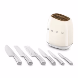 Smeg KBSF02CR knife block Slot knife block Plastic, Stainless steel, Wood Chrome, Cream, Wood - Additional view 5