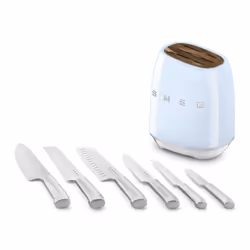 Smeg KBSF02PB knife block Slot knife block Plastic, Stainless steel, Wood Blue, Chrome, Wood - Additional view 5