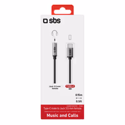 SBS TEADAPTJACKTYCK mobile phone cable Black 0.15 m USB C 3.5mm