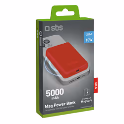 SBS TEBB5000MAG1CR power bank Lithium Polymer (LiPo) 5000 mAh Wireless charging Red