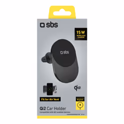SBS TESUPPVENTWIRQI215W mobile device charger Smartphone Black USB Wireless charging Auto