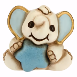 - Elephant Ornament with Blue Star - Birth Gift - Living, Home Furnishing, Ornaments - Ceramic - 4x3,3x3,8 cm h