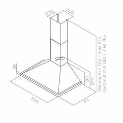 Elica AQUAVITAE2-90 cooker hood Wall-mounted Stainless steel 435 m³/h