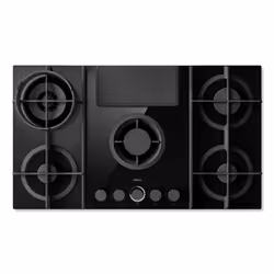 Elica NikolaTesla Flame EVO BL/A/88, Black, Built-in, 88 cm, Gas, Glass/Cast-iron, 5 zone(s)