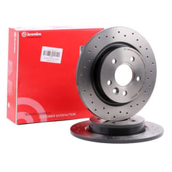 BREMBO Brake disc VOLVO: V40 Hatchback, S40 II, C30, FORD: Focus 2, C-Max, Focus 2 Kombi XTRA LINE 11mm 5 solid, Perforated Coated 08.9975.1X 1223566