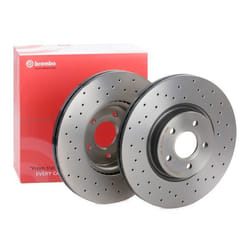 BREMBO Brake disc VOLVO: V40 Hatchback, S40 II, V50, FORD: Focus 2 XTRA LINE 25mm 5 perforated/vented Coated High-carbon 09.A728.1X 1368548,1384290