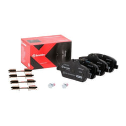 BREMBO P 06 034X Brake pad set prepared for wear warning indicator with brake caliper screws, with anti-squeak plate with accessories MINI: Hatchback