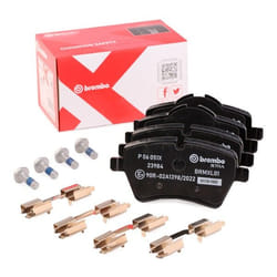 BREMBO P 06 051X Brake pad set prepared for wear warning indicator with anti-squeak plate without accessories MINI: Hatchback, Clubman, Convertible