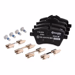 BREMBO P 06 051X Brake pad set prepared for wear warning indicator with anti-squeak plate without accessories MINI: Hatchback, Clubman, Convertible