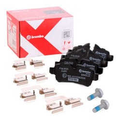 BREMBO P 06 052X Brake pad set prepared for wear warning indicator with anti-squeak plate without accessories MINI: Hatchback, Coupe, Clubman