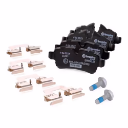 BREMBO P 06 052X Brake pad set prepared for wear warning indicator with anti-squeak plate without accessories MINI: Hatchback, Coupe, Clubman