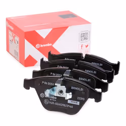 Brake pad set; BREMBO; prepared for wear warning indicator with anti-squeak plate without accessories; for BMW; 34112288858, ...