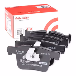 Brake pad set; BREMBO; prepared for wear warning indicator with anti-squeak plate without accessories; for BMW; 34106799801, ...