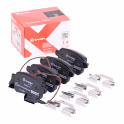 Brake pad set; BREMBO; incl. wear warning contact with anti-squeak plate with accessories; for ALFA ROMEO, DODGE; 00000773653 ...