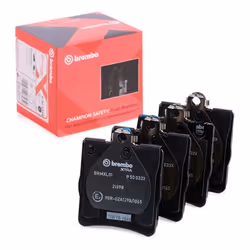 Brake pad set; BREMBO; prepared for wear warning indicator with anti-squeak plate without accessories; for MERCEDES-BENZ; 002 ...