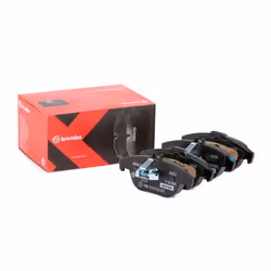 Brake pad set; BREMBO; prepared for wear warning indicator with anti-squeak plate without accessories; for MERCEDES-BENZ; 000 ...