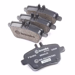 BREMBO P 50 091X Brake pad set prepared for wear warning indicator with brake caliper screws, with anti-squeak plate with accessories