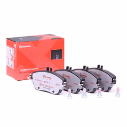 Brake pad set; BREMBO; prepared for wear warning indicator with brake caliper screws, with anti-squeak plate with accessories ...