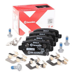 BREMBO P 59 038X Brake pad set with acoustic wear warning with brake caliper screws, with anti-squeak plate with accessories VAUXHALL: Zafira Mk2