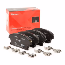 Brake pad set; BREMBO; with acoustic wear warning with anti-squeak plate with accessories; for VAUXHALL, CHEVROLET, OPEL, CAD ...