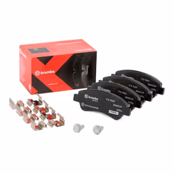 Brake pad set; BREMBO; excl. wear warning contact with brake caliper screws, with anti-squeak plate with accessories; for OPE ...