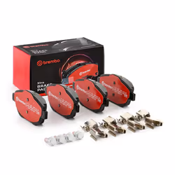 Brake pad set; BREMBO; excl. wear warning contact with brake caliper screws, with anti-squeak plate with accessories; for CIT ...