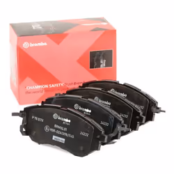 Brake pad set; BREMBO; with acoustic wear warning with anti-squeak plate without accessories; for SUBARU; 26296AG000, 26296AG ...