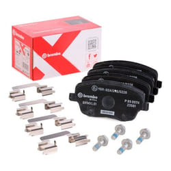 BREMBO P 85 057X Brake pad set excl. wear warning contact with brake caliper screws, with anti-squeak plate with accessories SKODA: Fabia 2, Roomster