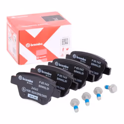 Brake pad set; BREMBO; excl. wear warning contact with brake caliper screws, with anti-squeak plate with accessories; for SKO ...