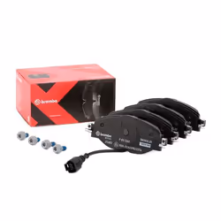 Brake pad set; BREMBO; Xtra; incl. wear warning contact with brake caliper screws, with anti-squeak plate with accessories; f ...
